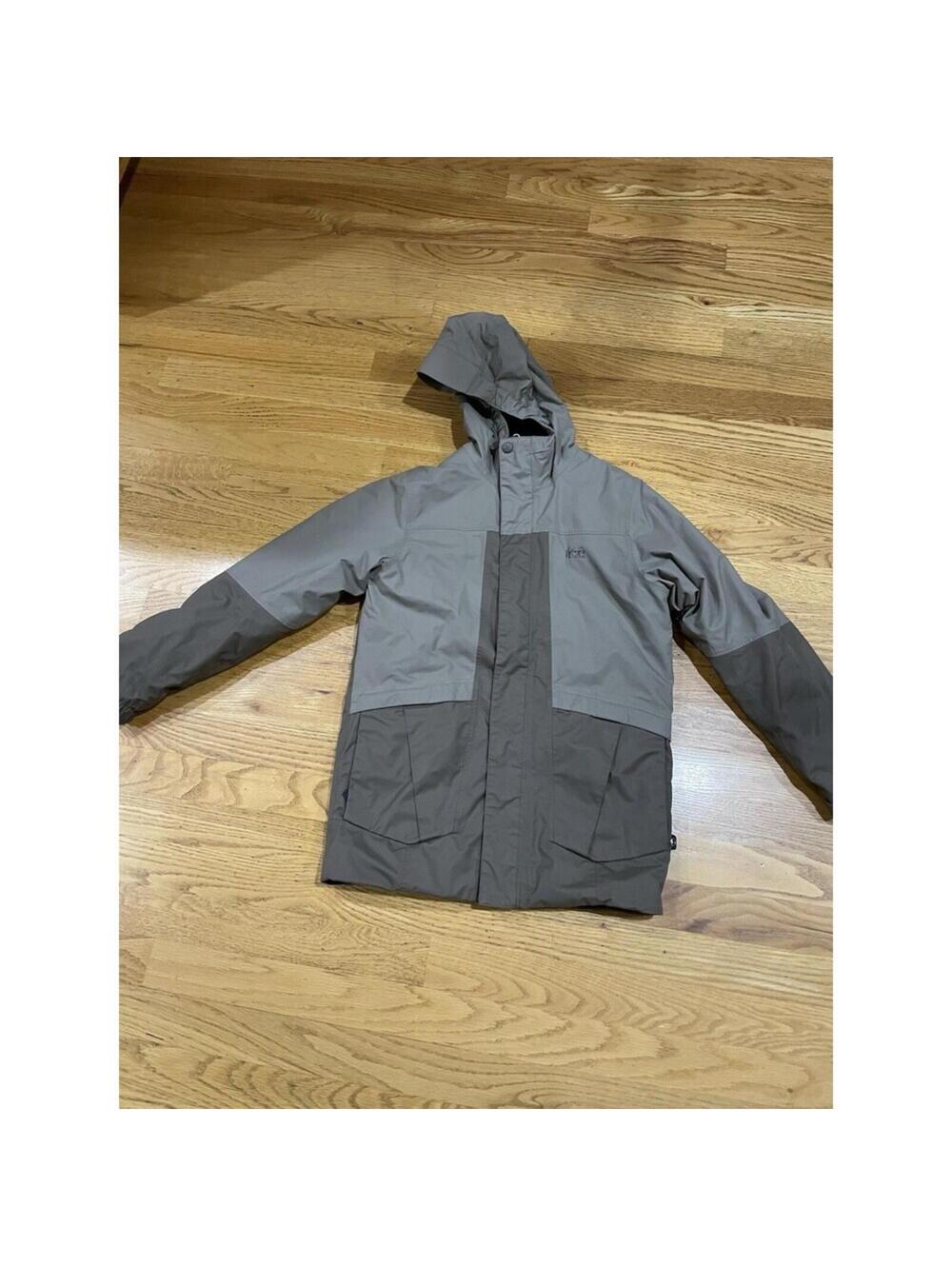 REI Co-Op Boys' Fleece Lined Insulated Hooded Jacket Brown Two Tones Size 10-12